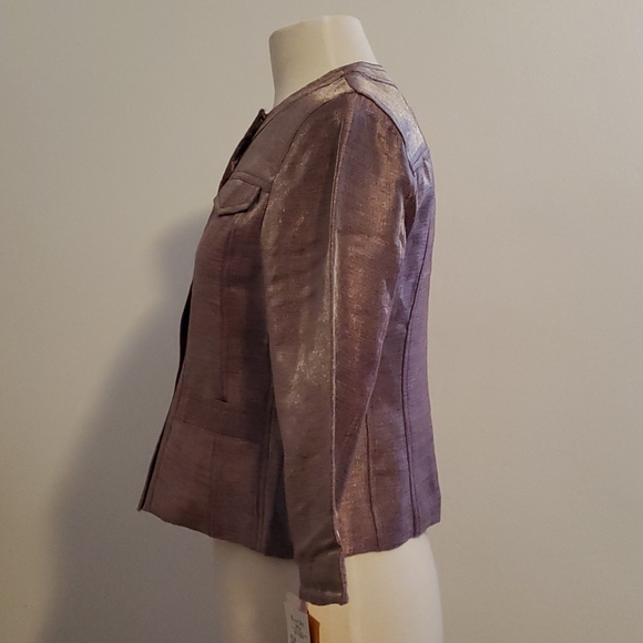 NWT Ruby Rd Shiny Purple Crop Jacket - Picture 5 of 8